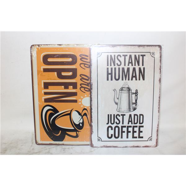 (2) BRAND NEW METAL WALL SIGNS 8" X 12" EACH