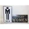 Image 1 : 2 BRAND NEW RESTWOOM MENS WOMENS METAL WALL/DOOR SIGNS 6" X 12" EACH