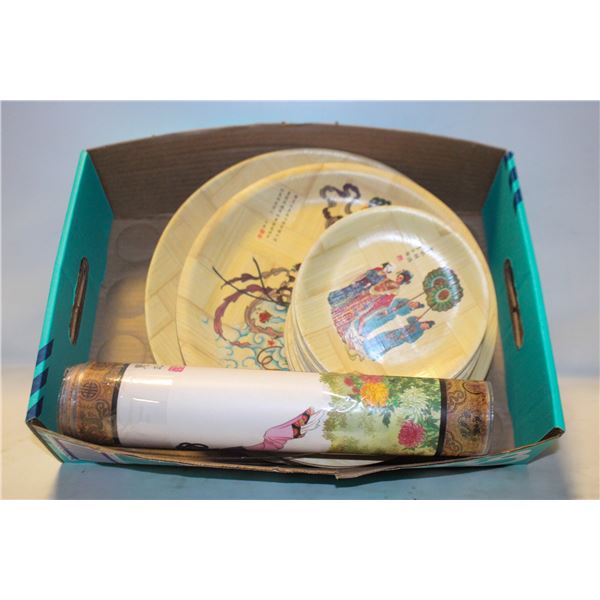 27 VARIOUS ASIAN BAMBOO PLATES (HEAT AND WATERPROOF) 4 PLACEMATS