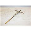 Image 1 : VINTAGE BRASS CRUCIFIX WITH "INIR" INSCRIPTION AT THE TOP, 10", RELIGIOUS