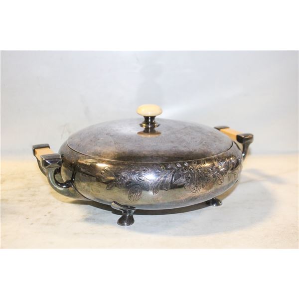 VINTAGE SILVER-PLATED CASSEROLE SERVER, STAMPED MERIDEN B. CO., HAMILTON, ONT., MERIDEN BRITANNIA CO