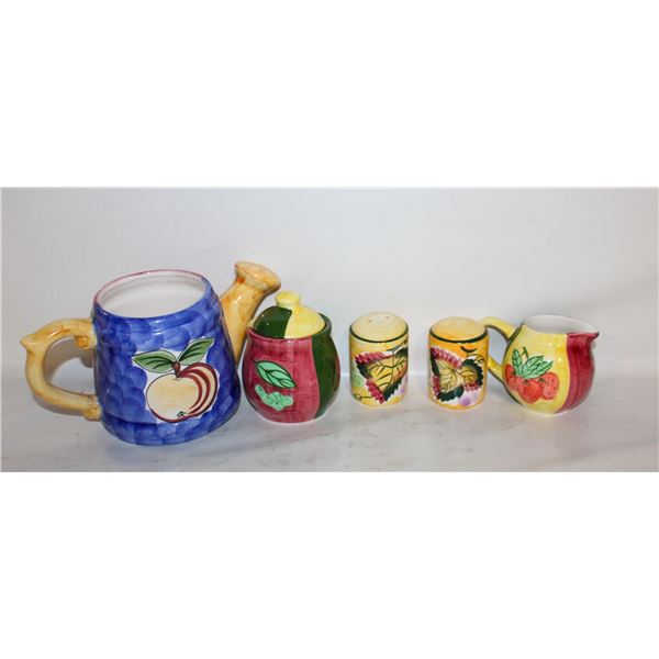 FRUIT THEME SUGER AND CREAMER/SALT AND PEPER/WATER