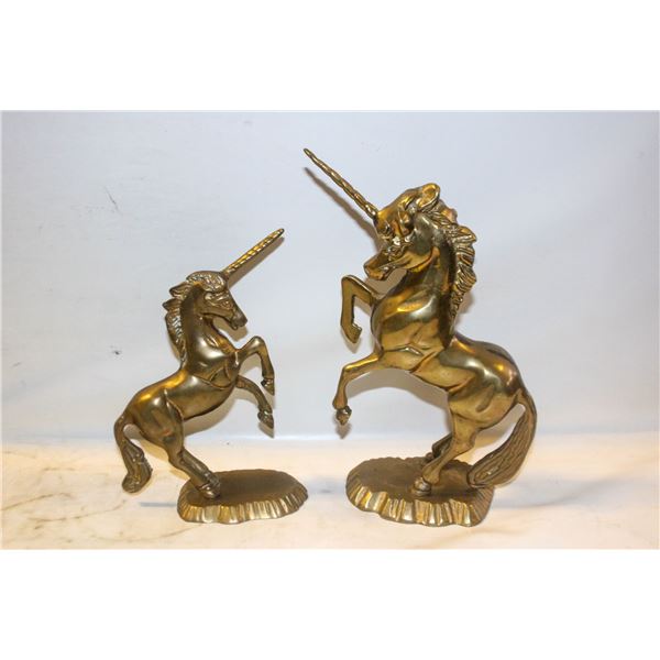LOT OF 2 BRASS UNICORN'S