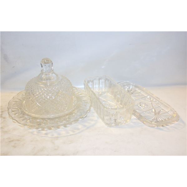 1960'S CRYSTAL GLASS BUTTER DISHES 4PCS