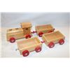 Image 1 : VINTAGE WOOD TRAIN & TRAILERS, METAL IN THE CENTER OF THE WHEELS, TOTAL 24" LENGTH