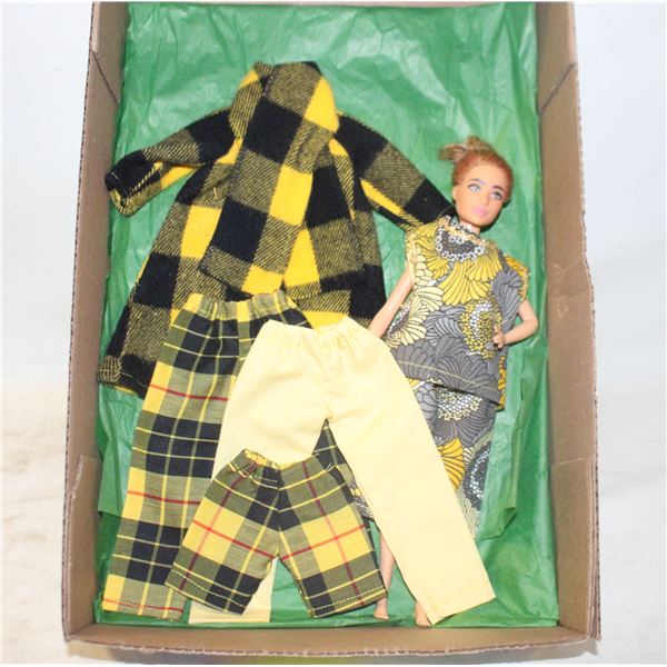 6 NEW HOME-MADE BARBIE CLOTHES PIECES & 1 BARBIE, TOYS