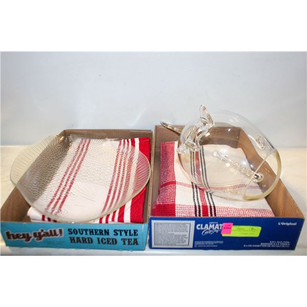 LARGE GLASS FISH VASE & LARGE GLASS FISH PLATTER