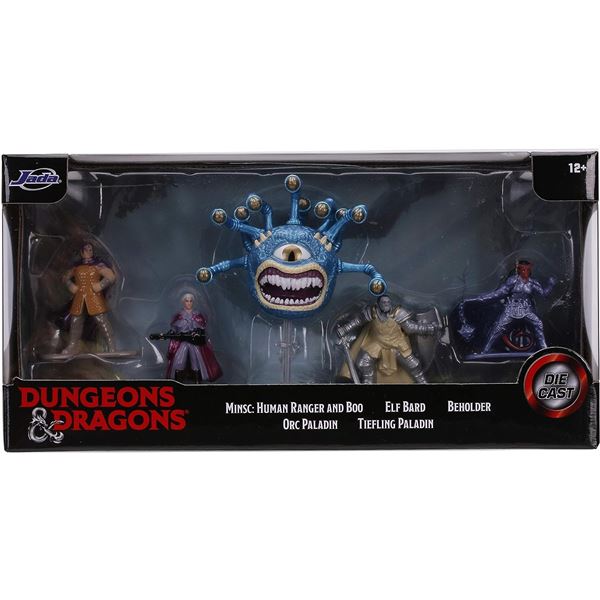 BRAND NEW JADA DUNGEONS & DRAGONS DIE CAST SET NANO METALFIGS, HUMAN RANGER AND BOO, ELF BARD, BEHOL