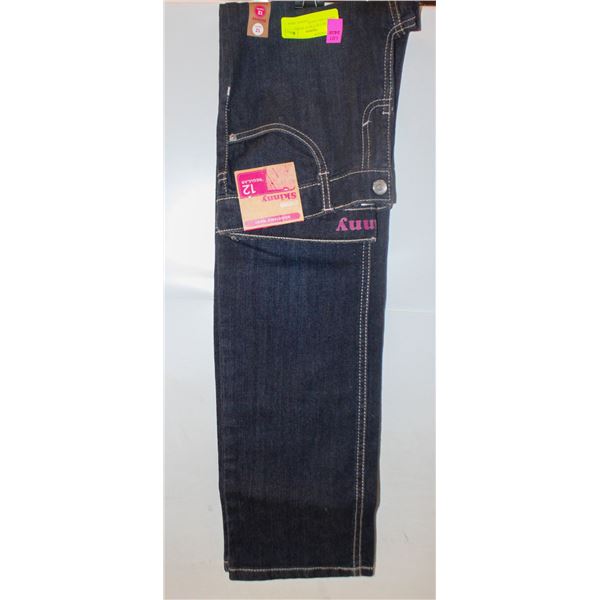 NEW GIRLS SZ 12 BLUE JEANS ADJUSTABLE WAIST