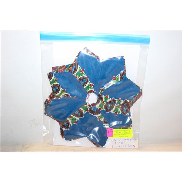 6 DRESDEN PLATE BLOCKS FOR QUILTS, 10"X10", 8 PIECES SEWN PER BLOCK, ESTATE