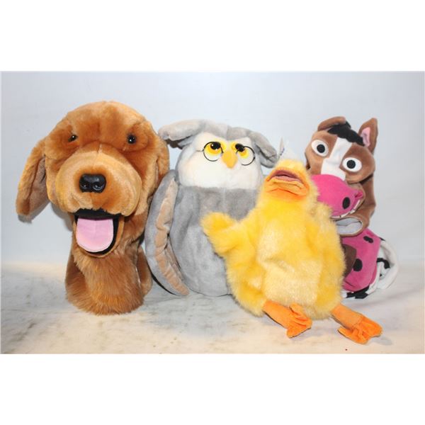 HAND PUPPETS - DOG, OWL, CHICK, HORSE, COW, TOYS