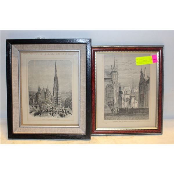 2PK FRAMED PRINTS, VIENNA CATHEDRAL 10"X13"