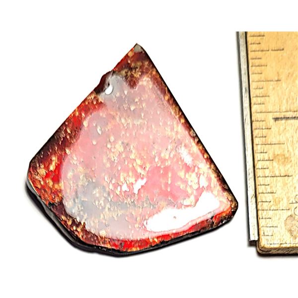 3)  NATURAL CHEVON SHAPED 39 CT RED FIRE