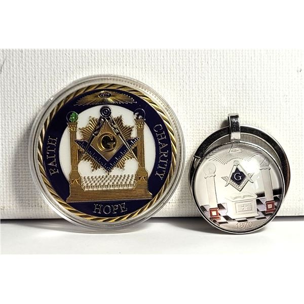 12)  FREE MASONS' ENCAPSULATED TOKEN AND