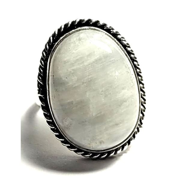 9)  OVAL CUT NATURAL MOONSTONE SIZE 7 RING