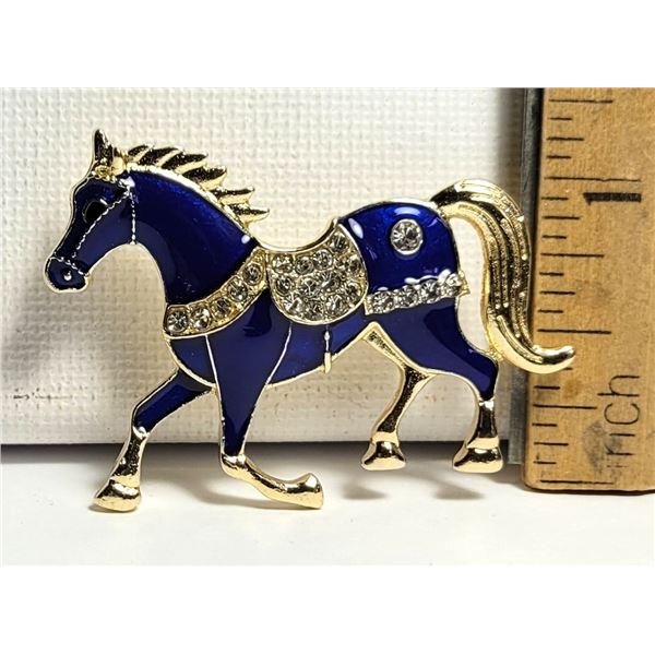 17) BLUE ENAMEL WITH GOLD TONE ACCENTS &