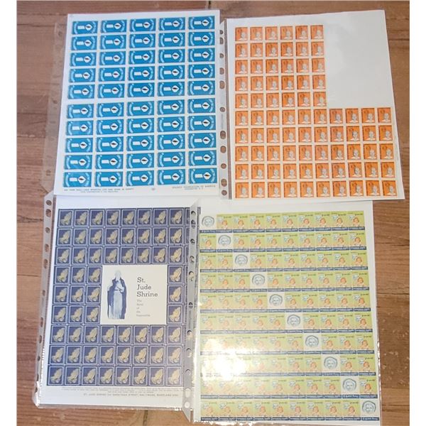 24)  LOT OF 4 SHEETS OF VINTAGE USA CHARITY