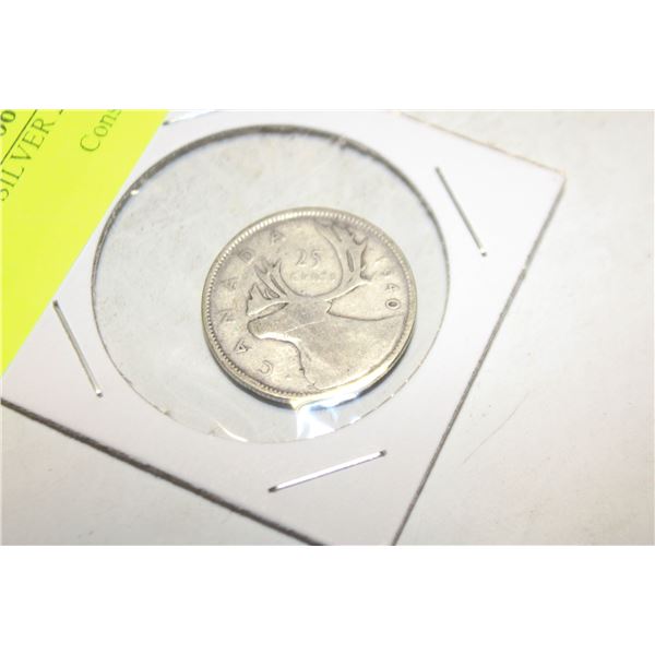 1940 CANADA SILVER 25 CENT COIN