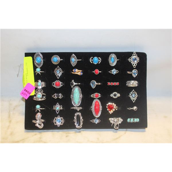 JEWELRY ORGANIZER TRAY W/ 36 TURKISH STYLE RINGS