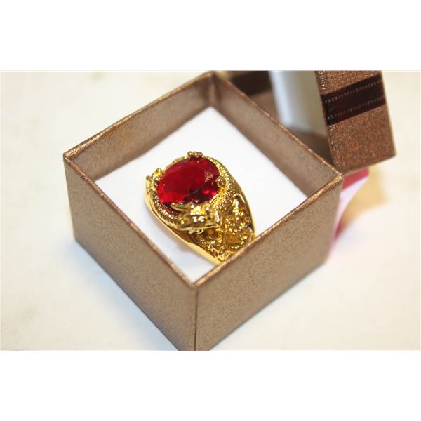 NEW RED DRAGONS SECRET GOLD TONE SIZE 11