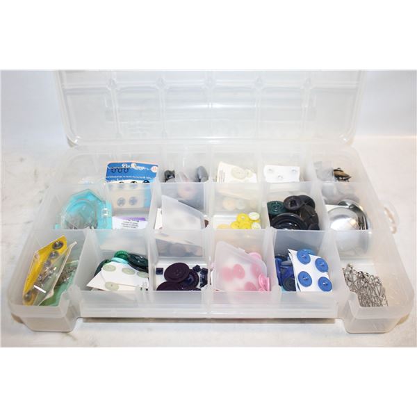 ORGANIZER FULL OF BUTTONS & FASTENERS