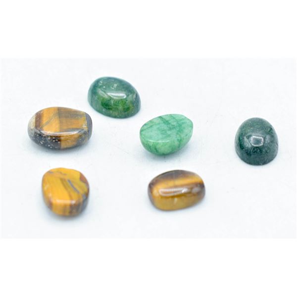 #22-NATURAL TIGER EYE & EMERALD GEMSTONES 68.55 CT