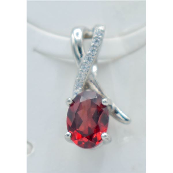 #181-NATURAL RED GARNET & CZ PENDANT