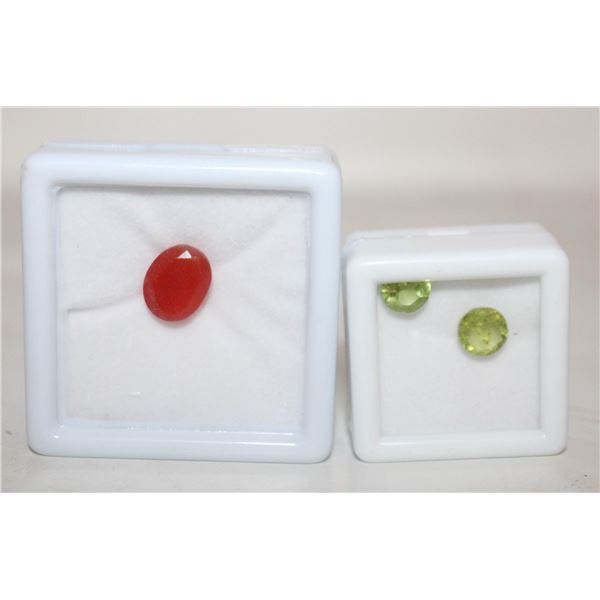 #247-NATURAL PERIDOT 2.50CT  & CAMELIAN 3.22CT