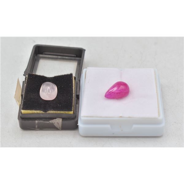 #150-NATURAL RED RUBY 8.28CT/ROSE QUARTZ 4.05CT