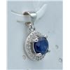 Image 2 : #197-NATURAL BLUE SAPPHIRE  & CZ PENDANT