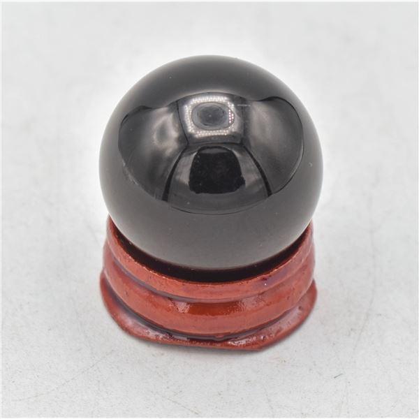 #54- NATURAL BLACK OBSIDIAN SPHERE BALL +STAND
