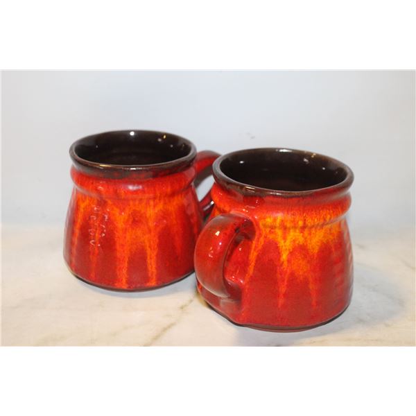 2 VINTAGE ESTRICERAM CANADA FIRED CLAY MUGS