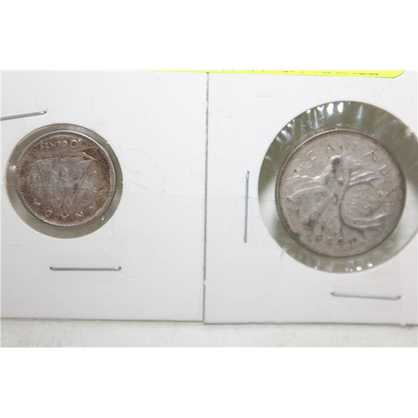 2PCS 1968 SILVER QUARTER & 1966 SILVER DIME