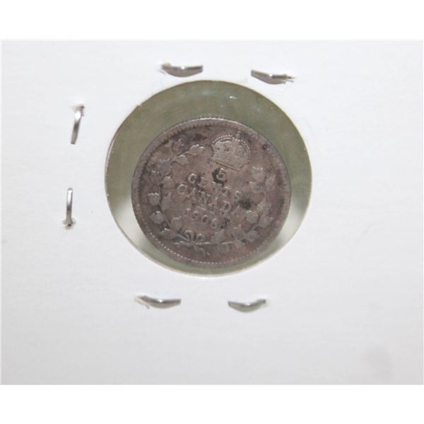 1908 SILVER EDWARD CANADA 5 CENT LARGE 8 HIGH