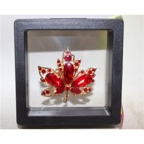 NEW MAPLE LEAF RED RHINESTONE