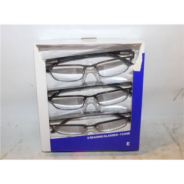 FOSTER GRANT 3 READING GLASSES, 1 CASE, +2.50
