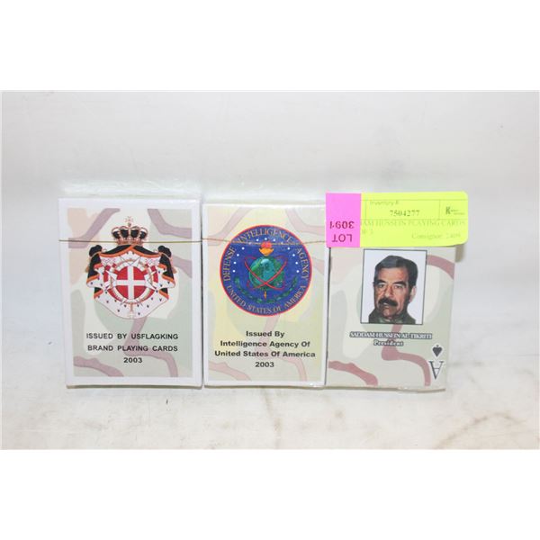 SADDAM HUSSEIN PLAYING CARDS LOT OF 3