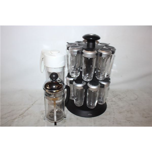 16 PIECE SPICE RACK & CUISIPRO BATTER DISPENSER &