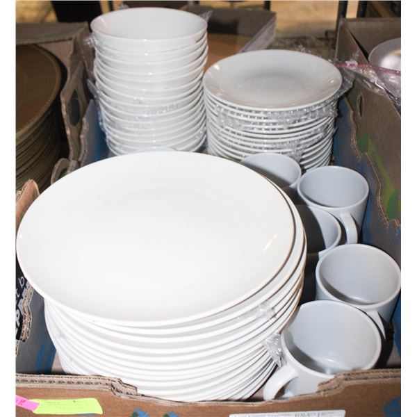 LARGE VOLUME OF DISHES AND BOWLS W/CUPS+MUGS