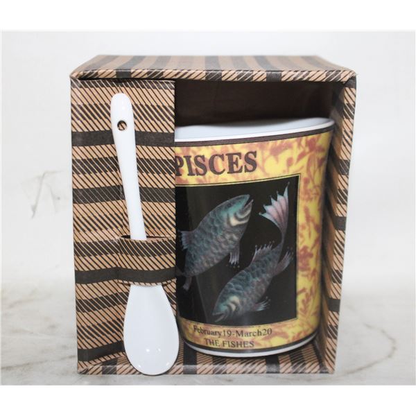 NEW PISCES MUG WITH SPOON