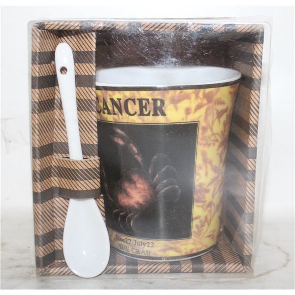 NEW CANCER ZODIAC MUG WITH SPOON