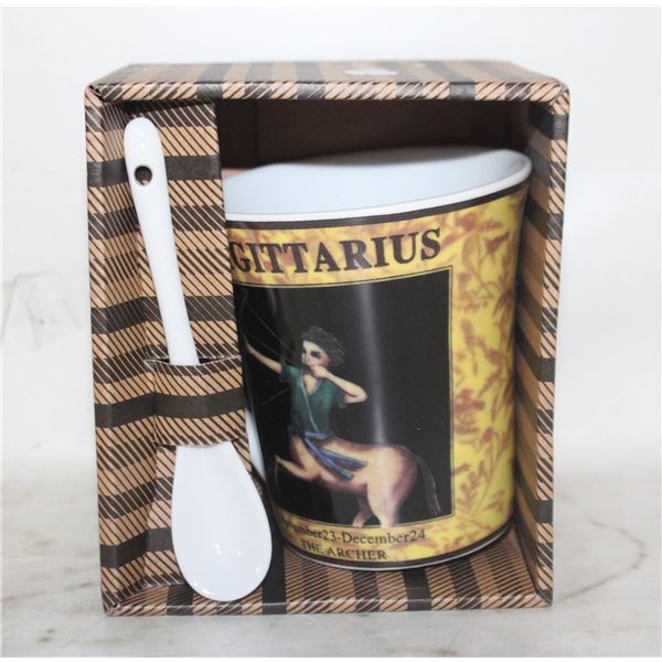 NEW ZODIAC AGITTARIUS MUG WITH SPOON