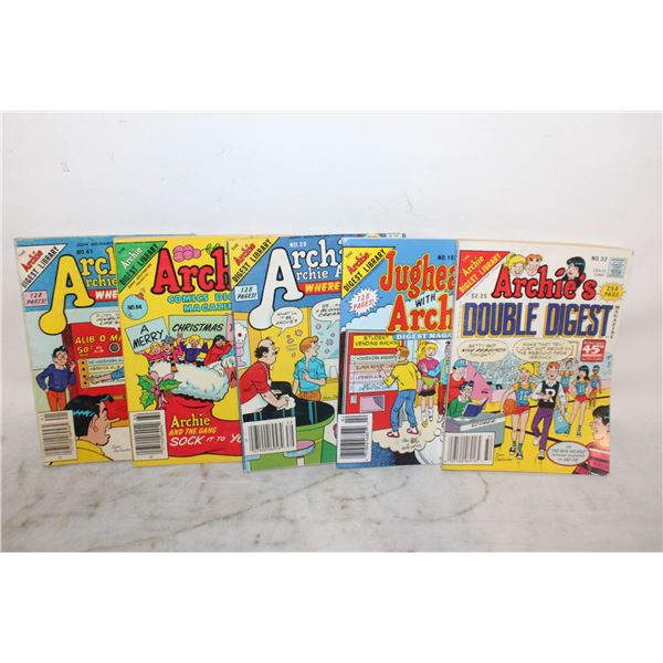 LOT OF 5 ARCHIES VINTAGE BOOKS