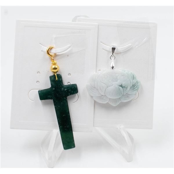 #183-NATURAL JADE JADEITE PENDANT 2PCS