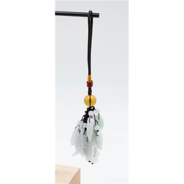 #92- NATURAL JADE JADITE & AGATE CAR HANGER
