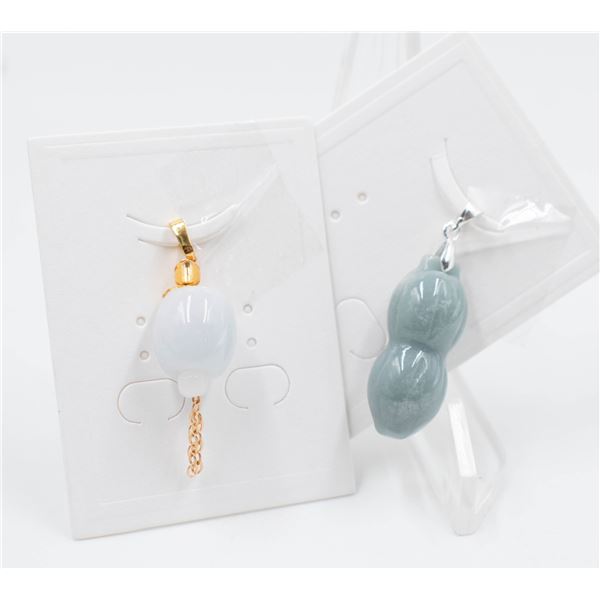 #192-NATURAL JADE JADEITE PENDANT 2PCS
