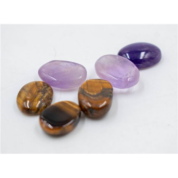 #308-NATURAL TIGER EYE/AMETHYST GEMSTONES 67.45CT