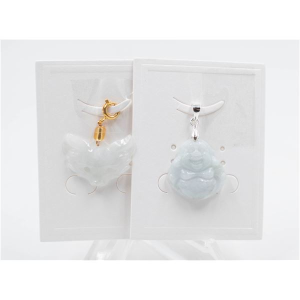 #147-NATURAL JADE JADEITE PENDANT 2 PCS