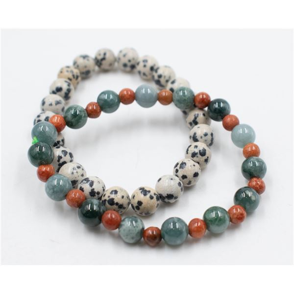 #73-NATURAL JASPER SPORT & JADE JADEITE BRACELET