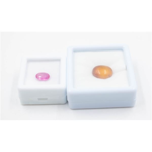 #287-NATURAL YELLOW CHALCEDONY 5.95CT & RUBY